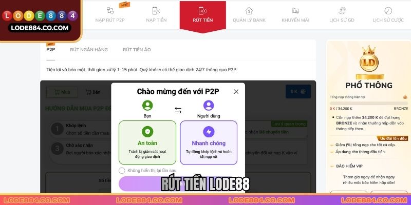 Rút tiền Lode88