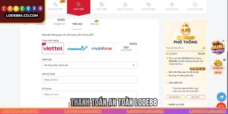 Thanh toán an toàn Lode88