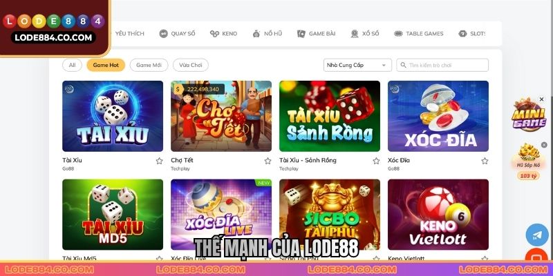 Thế mạnh của Lode88