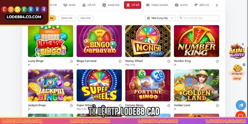 Tỷ lệ RTP Lode88 cao